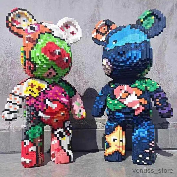 Bloques de dibujos animados Mini amor oso violento modelo de Color con bloques de construcción ligeros Micro diamante juguetes para niños conjunto de regalo de cumpleaños R230701