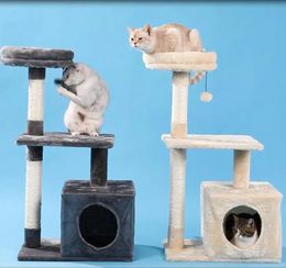 Blokken Kattenbomen voor Kittens Kattenmeubels Torens met krabpalen Dubbele zitstokken Huis Kitty Cat Activity Trees Klimmen