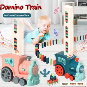 Blocs jouets pour enfants Domino Train voiture électrique enfants pose automatique dominos ensemble Kits de briques jeux pour garçons cadeau y230907