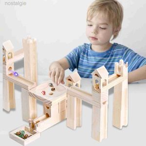 Blocs Construction pour enfants Puzzle Assemblage DIY Pipe Ball Jouet En Bois Marbre Piste Bloc De Construction Réflexion Formation Jouet 240401