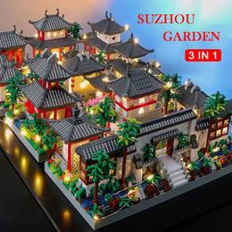 Blocs China Suzhou Classic Garden Series célèbres ensembles de blocs de construction 1800pcs Mini Building Brick Children and Adult Model Toys WX