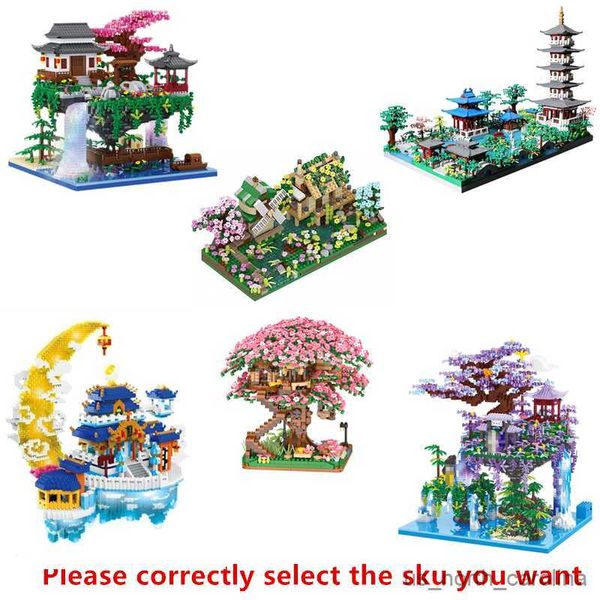 Blocs Architecture chinoise Micro blocs de construction modèle tour West Lake arbres bricolage diamant avec jouets légers pour enfants adultes cadeau R230904