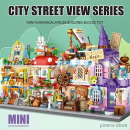 Blokken Stad 4 IN 1 Mini Street View Magische Kasteel Architectuur Bouwstenen Vrienden Paddestoel Huis Cijfers Bricks Speelgoed voor Kinderen Geschenken