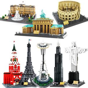 Blocs Blocs de Construction d'architecture de ville aiguille spatiale Taj Mahal Big Ben tour Eiffel londres New York Paris jouets de Construction pour adultes L240118