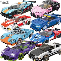 Blokkeert stadsauto -voertuig Speed ​​Champion Racer Building Block Racing Super Techniek Car MOC Creative Garage Set Educatief speelgoed