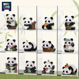 Bloques City Creative Cute Panda Series Micro Building Block Cartoon Diamond Assembly Mahjong Modelo Juguetes para niños Regalo R230701
