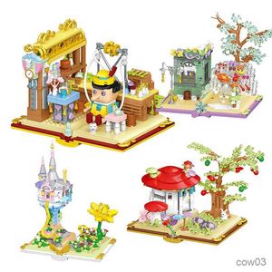 Blocks City Creative Fairy Tale Book Mushroom House Títere Paradise Desktop Decoración del hogar Micro Building Blocks Ladrillos Juguetes Regalos R230720