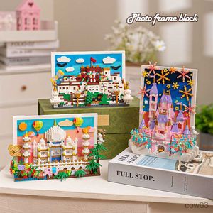 Blocs ville créatif feux d'artifice château cadre photo décoration Micro blocs de construction briques jouets cadeaux R230720