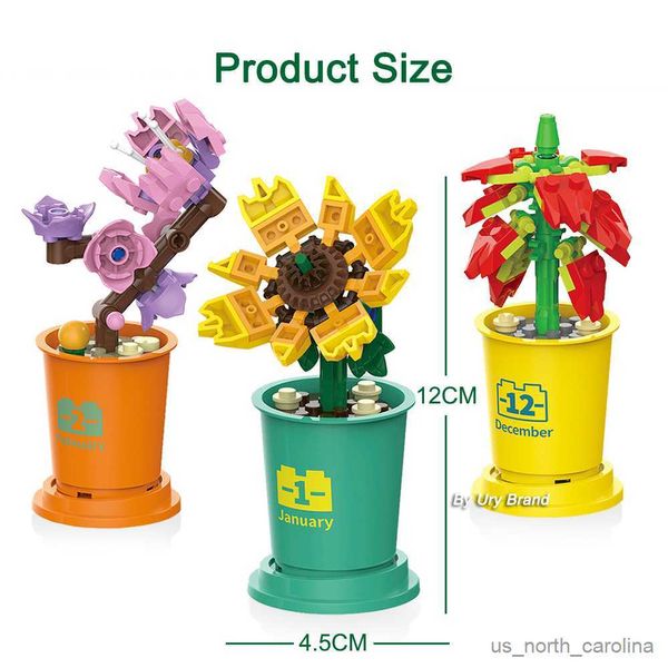 Blocs Ville Bouquet de fleurs créatives plantes succulentes avec des tasses à café décoration de bureau blocs de construction jouets pour filles cadeaux R230907