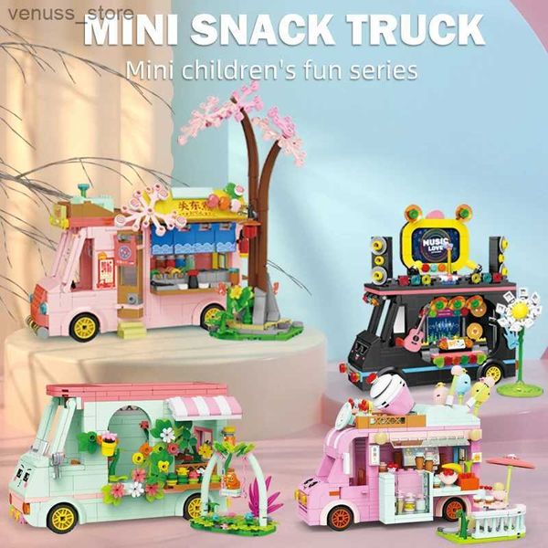 Bloques City Friends Ice Truck Street View Comedor Coche Mini bloques de construcción Móvil KTV Vehículo Ladrillos para niños Juguetes Niñas R231208