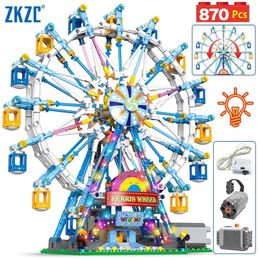 Blocs City Friends MOC Rotating Ferris Wheel Building Briques électriques avec jouets légers pour enfants Cadeaux de Noël 230209
