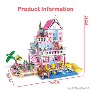 Blocs Maison de ville vacances d'été bord de mer Villa appartement blocs de construction ensembles chiffres bricolage jouets pour enfant filles cadeau de noël R230907