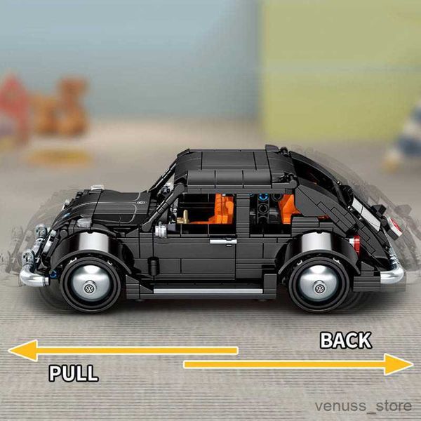 Bloques de construcción de vehículos negros mecánicos de ciudad, coche de carreras, juguetes, regalo para chico, niño, adulto, R230701