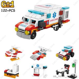 Blokken Stad Serie Medische Ambulance In1 Bouwstenen Reddingsvoertuigen Arts Auto Klassiek DIY Model Kind Voor Speelgoed Geschenk R230907