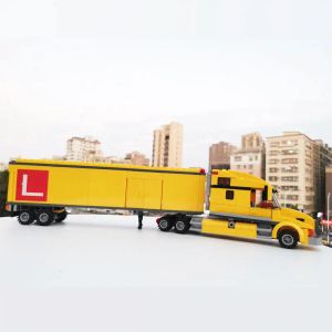 Blokkeert stad Technische transporter Gele Truck Compatibel 3221 Bouwstenen Bakstenen Figuren Set voertuigmodel Kinderspeelgoedcadeau