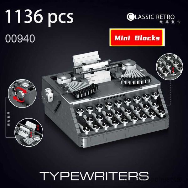 Blocs Classic Creative Ideas Globe Globe Typewriter Hammer Blocys Mini B Coffee Retro Bread Machine Gramophone Telphone Radio R230817