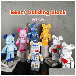 Blocs Couleur Net Rouge Amour Violent Série Ours Assembler Bloc De Construction Modèle De Jouet Briques Avec Éclairage Ensemble Anti Jouets Pour Enfants Cadeau Drop Dhvjl