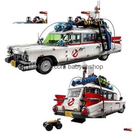 Bloques Compatibles 10274 BS Ghostbusters ecto-1 Modelo de autos de juguete de construcción de vehículos creativos para ADTS Birthday GiftL240118 DRO DHPMX