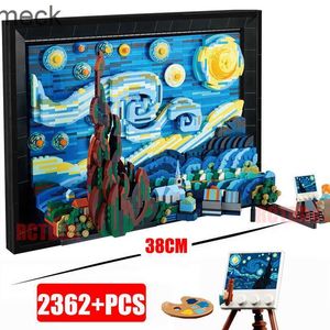 Blokken compatibel 21333 Vincent van Gogh The Starry Night Building Builds Art Painting Bricks Moc Ideeën Home Decorae Educatie speelgoedcadeau