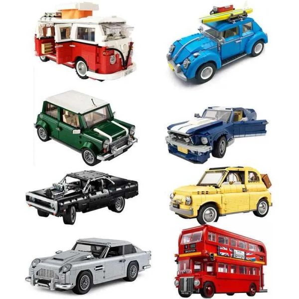 Bloque des ensembles de blocs de construction compatibles pour les enfants modèles de voitures, bus véhicules classiques |Collections de jouets cadeaux d'anniversaire