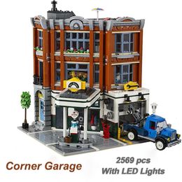 Blocks Corner Garage Building Bricks Toys avec LED Light for Kids Birthday Gift Compatible 10264 230506