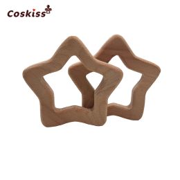 Blocs Coskiss 10pcs Handled Beech en bois étoile teether de dentition jouets bricolage artisanat pendentif