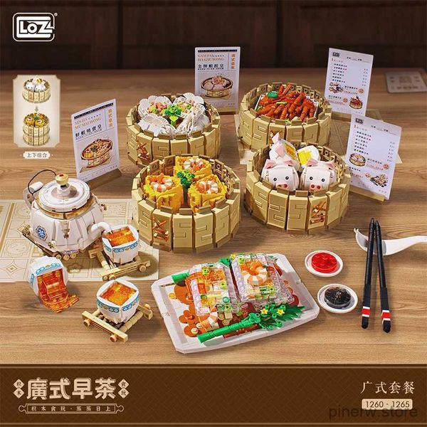 Blocs de construction de nourriture cantonaise créative, thé du matin, traditionnel chinois Dim Sum Sichuan Hotpot, briques, jouets pour enfants, cadeau