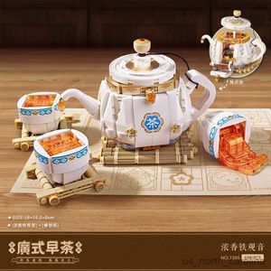 Blokkeert creatieve Kantonees Morning Tea Snack Building Block Delicious Food Sets For Children Girl Toys Gifts R230905