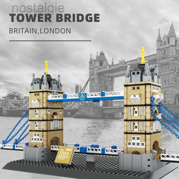 Blocs Construction créative mondialement célèbre Architecture moderne bloc modèle Angleterre Londres Tower Bridge Construction brique jouets Collection 240401