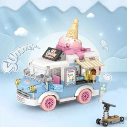 Blocs créatifs mignons Mini thé glacé modèle de voiture bloc de construction rétro voiture de mariage lapin voiture jouets pour filles cadeaux R231109