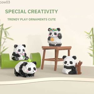 Blocs Créatif bricolage Animal mignon MINI Style chinois Animal Panda bloc de construction éducatif garçon jouets pour enfants modèle briques R231020