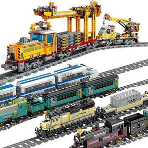 Blokkeert creatieve expertideeën Lecomotive Steam Train MOC Railway Express Bricks Modulair Model Bouwstenen Speelgoed voor kinderen GiftSL23122222