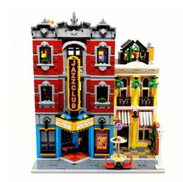 Blocs Creative Expert Jazz Club Pizzeria Shop modèle Moc maisons modulaires briques de construction compatibles 10312 jouets pour enfants cadeau 230504