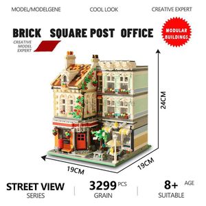 Blokken Creatieve Expert Street View Baksteen Vierkant Postkantoor Modulaire Bouwstenen Bakstenen Model Onderwijs Speelgoed Van Kerstcadeaus Voor Kinderen 240120