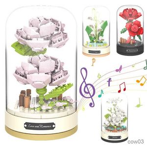 Blocs Idée Créative Ville Romantique Fleurs Blocs De Construction Bouquet Briques Avec Musique Décor À La Maison Jouets Pour Enfants Filles Cadeaux R230718