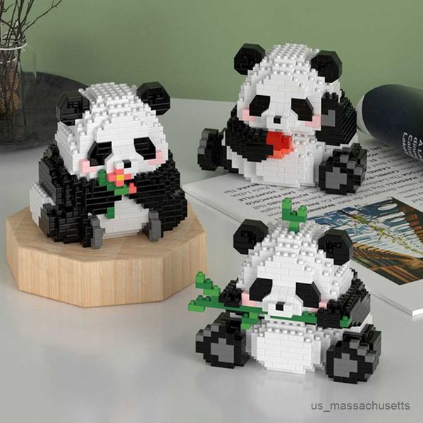 Bloques creative kawaii panda mini bloques de construcción kit de construcción de la ciudad ensamblaje de modelos animales juguete micro diamante para un regalo para niños R230817