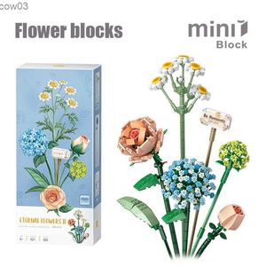 Blocs Mini blocs de construction créatifs fleur bricolage Simulation plante Bouquet décoration de la maison modèle 3D assemblage jouet cadeau de vacances pour enfants R231020