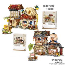 Blokken Creatieve Mini Tweede Senior Brother Vlees Winkel Bouwsteenspeelgoed Bee Werk Winkel StreetView Puzzel Speelgoed Kinderen Geschenken R230629