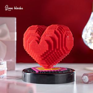Bloques de construcción creativos MOC, modelo de corazón de amor rojo, bloque de microdiamante, ensamblaje de nanoladrillos, juguetes educativos para niñas, regalos 231114