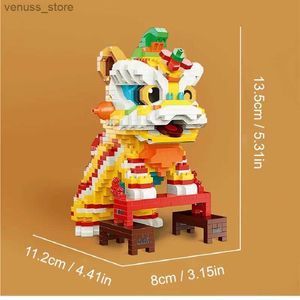 Blocs Série créative Style chinois ornements de danse du Lion jouet blocs de construction assemblés créatifs petites particules jouets assemblés R231208