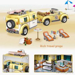 Blocs série créative Wagon voiture blocs de construction ville Mini camping-car véhicule Kits enfants enfants jouets cadeaux R230701