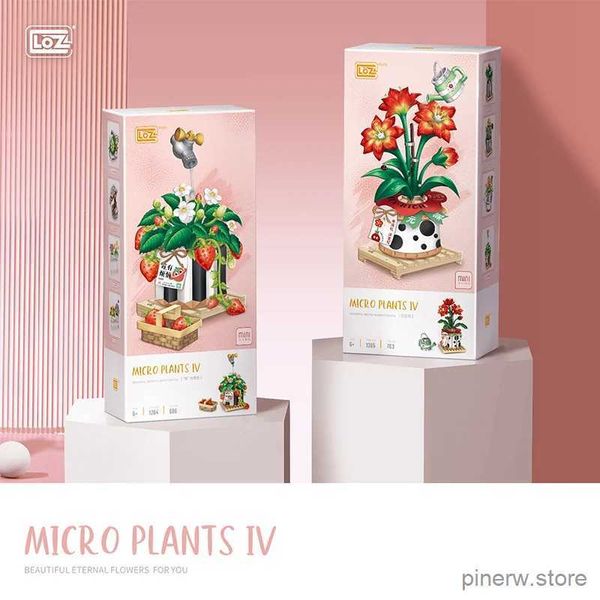 Blocs de construction créatifs en forme de fraise, fleur de cerisier en pot, plante succulente bonsaï, Mini fleur en brique, décoration de maison, jouets pour enfants