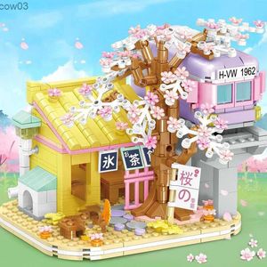 Blocs Creative Street View Izakaya Sakura maison modèle blocs de construction ville cerisier fleur cabane MOC briques avec Figure jouets pour enfant cadeau R231020
