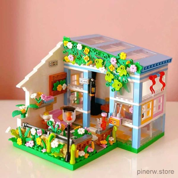 Bloques Creativo Sunshine Flower Casa de bloques de construcción arquitectura Micro City Street View Shop ensamblar ladrillos juguetes regalos para niños niña