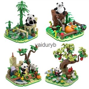 Blokken Schattige Panda Bouwstenen Dierentuin Landschap Assemblagemodel Bakstenen Creatieve Desktop Decoratie Ldren's Kerst DIY Speelgoed Giftsvaiduryb