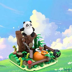 Blokken Schattige Panda Bouwstenen Dierentuin Landschap Model Bakstenen Creatieve Desktop Decoratie Kinderen Kerst DIY Speelgoed Geschenken R231109