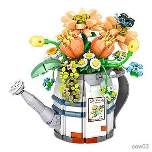 Bloques Cabeza de ducha linda Planta de crisantemo Flores en maceta Jardines Bloques de construcción de casas Modelo clásico Mini juegos de ladrillos Kits para niños Regalo R230720