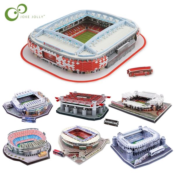 Bloques DIY 3D Puzzle Jigsaw World Football Stadium European Soccer Playground ensamblado modelo de construcción juguetes para niños GYH 220919