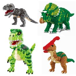 Blokkeert DIY Dinosaur Brick Jurassic Tyrannosaurus triceratops 3D Model Puzzle Assembly Building Children S Toys Holiday Gift 220902