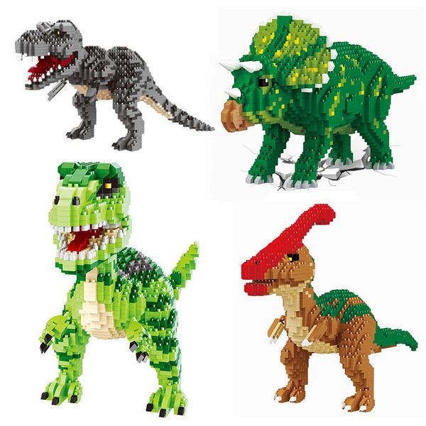 Blocs DIY Dinosaur Brick Jurassic Tyrannosaurus Triceratops Modèle 3D Puzzle Assemblage Bâtiment Jouets pour enfants Cadeau de vacances 220902